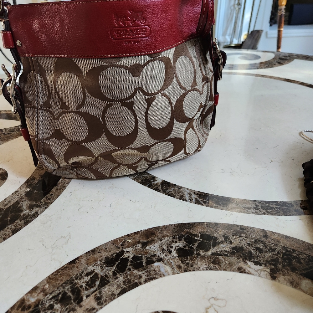 Classic Coach Red Signature Handbag